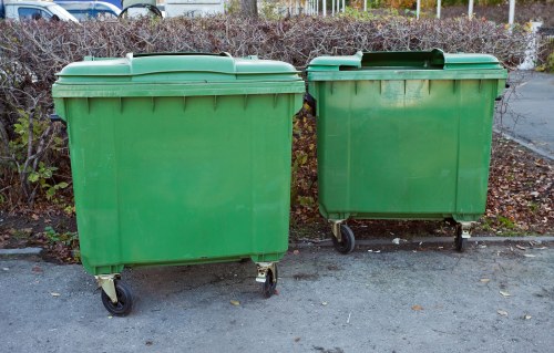 Central London streets with waste collection vehicles