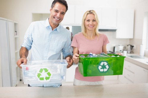 Employees participating in a waste audit